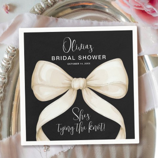 結び目の弓ブライダルシャワー スタンダードカクテルナプキン