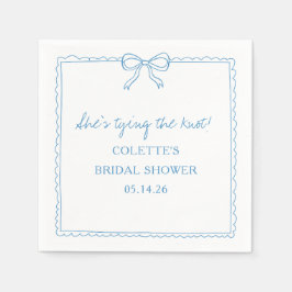 結び目の弓手描きシックブライダルシャワー スタンダードカクテルナプキン