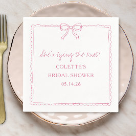 結び目の弓手描きシックブライダルシャワー スタンダードカクテルナプキン