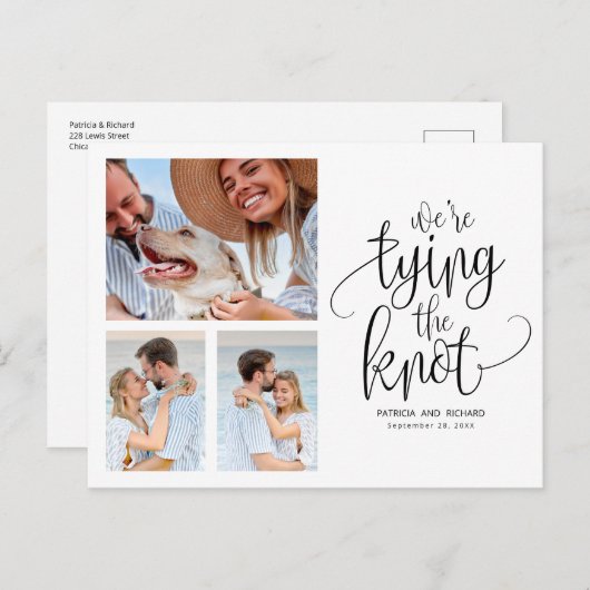 結び目の日付を保存する3の写真シンプルを結ぶ ポストカード (正面/裏面)