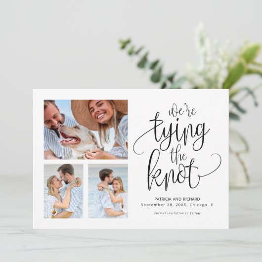 結び目の日付を保存する3の写真シンプルを結ぶ 招待状 (スタンド正面)