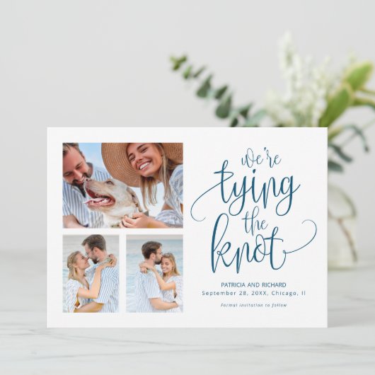 結び目の日付を保存する3の写真シンプルを結ぶ 招待状 (スタンド正面)