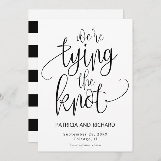 結び目の日付を非写真で保存する 招待状 (正面/裏面)