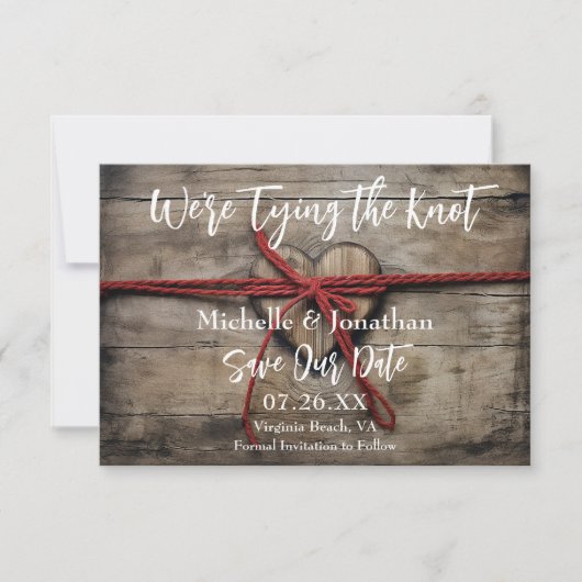 結び目の木のハート素朴を結ん結婚だ セーブザデート (正面)