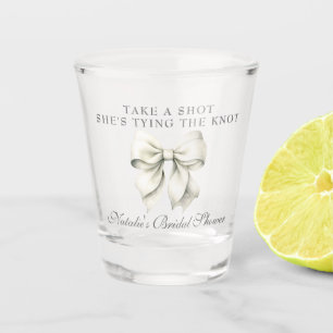 結び目の白い弓ブライダルシャワー ショットグラス