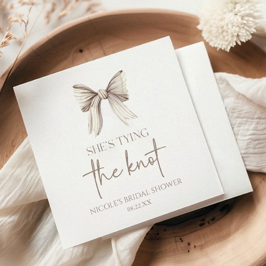 結び目の白い弓ブライダルシャワー スタンダードカクテルナプキン