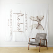 結び目の白い弓ブライダルシャワー タペストリー (インサイチュ(横))