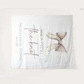 結び目の白い弓ブライダルシャワー タペストリー (正面(横))