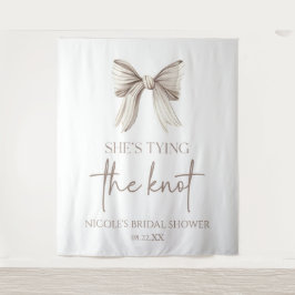 結び目の白い弓ブライダルシャワー タペストリー