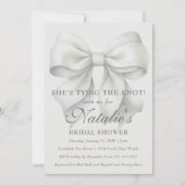 結び目の白い弓ブライダルシャワー 招待状 (正面)