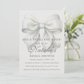 結び目の白い弓ブライダルシャワー 招待状 (スタンド正面)