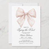 結び目の白い弓ブライダルシャワー 招待状 (正面)