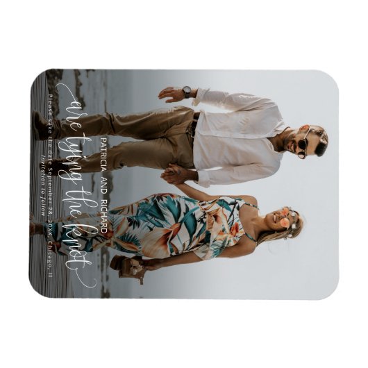 結び目の結婚式の日付写真のマグネットを保存 マグネット (横)