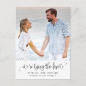 結び目の結婚式の日付写真を保存 ポストカード (正面)