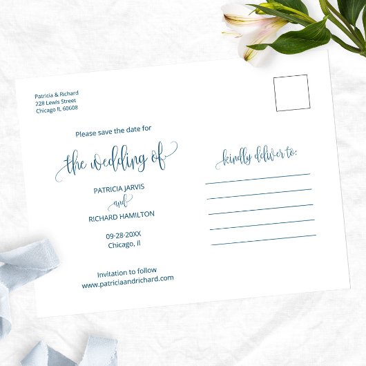 結び目の結婚式の日付写真を保存 ポストカード