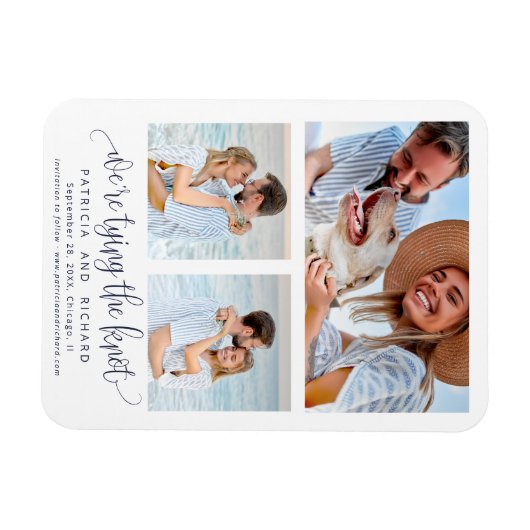 結び目の結婚式の日付3の写真を保存 マグネット (横)