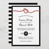 結び目の赤いロープのハートシンプルの結婚 招待状 (正面/裏面)