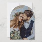 結び目の赤い弓の写真デイトカードを保存 招待状 (裏面)