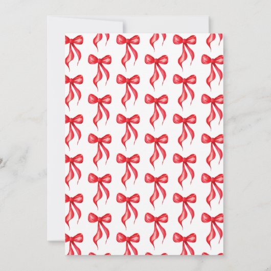 結び目の赤い弓ブライダルシャワー 招待状 (裏面)