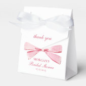 結び目の赤面ピンクブライダルシャワー フェイバーボックス (正面サイド)