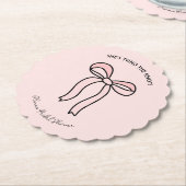 結び目の赤面ピンクボウブライダルシャワー ペーパーコースター (アングル)