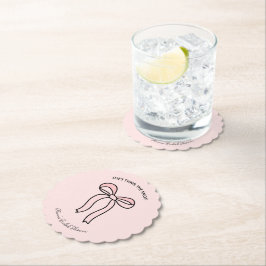 結び目の赤面ピンクボウブライダルシャワー ペーパーコースター