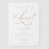 結び目の金ゴールドの台本結婚 ベラム紙招待状 (正面)