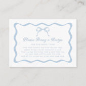 結び目の青ブライダルシャワーレシピ要求 エンクロージャーカード (正面)