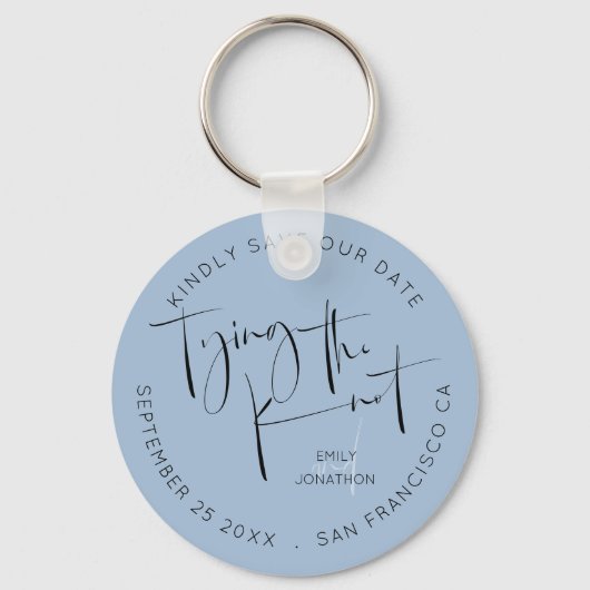 結び目ほこりっぽい青い形容姿デートを除く キーホルダー (正面)