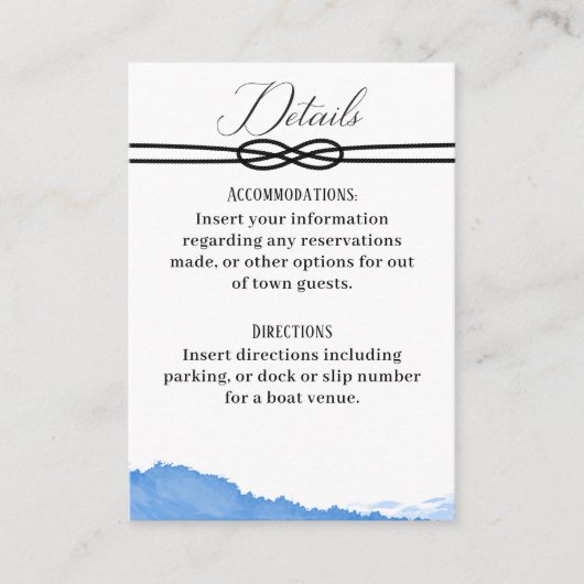 結び目をヨットの海ブルーウォーター色で結ぶ エンクロージャーカード (正面)