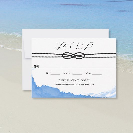 結び目をヨットの海ブルーウォーター色で結ぶ 出欠カード