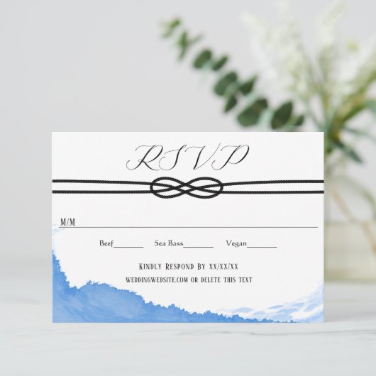 結び目をヨットの海ブルーウォーター色で結ぶ 出欠カード (スタンド正面)