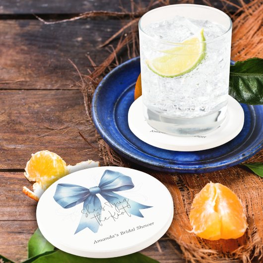 結び目を何かブルーボウブライダルシャワー コースター