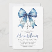 結び目を何かブルーボウブライダルシャワー 招待状 (正面)