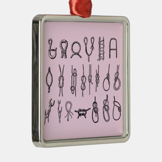 結び目を持つ正方形のオーナメント メタルオーナメント (右)