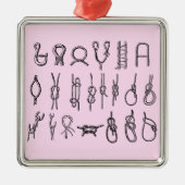 結び目を持つ正方形のオーナメント メタルオーナメント (正面)