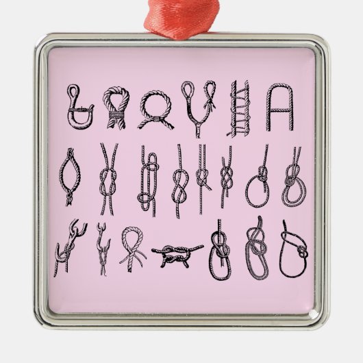 結び目を持つ正方形のオーナメント メタルオーナメント (正面)