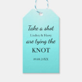 結び目を結ぶアクアブルー ギフトタグ (正面)