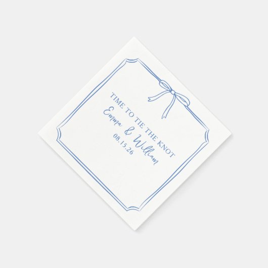 結び目を結ぶエレガントほこりっぽいブルー結婚の弓 スタンダードカクテルナプキン (角)