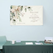 結び目を結ぶクリーム弓シャワー歓迎サイン 横断幕 (トレードショー)