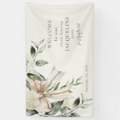 結び目を結ぶクリーム弓シャワー歓迎サイン 横断幕 (縦)