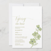 結び目を結ぶセージ・グリーン結婚フローラ 招待状 (正面)