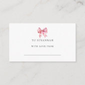 結び目を結ぶピンクの弓ディスプレイシャワー エンクロージャーカード (裏面)