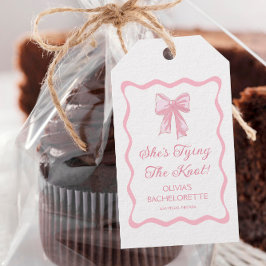 結び目を結ぶピンクの弓バチェロレッテ ギフトタグ