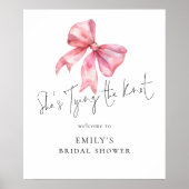 結び目を結ぶピンクボウがブライダルシャワー ポスター (正面)