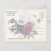 結び目を結ぶブルゴーニュフローラ日付を保存 インビテーションポストカード (裏面)