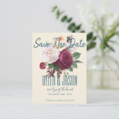 結び目を結ぶブルゴーニュフローラ日付を保存 インビテーションポストカード (スタンド正面)