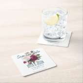 結び目を結ぶブルゴーニュフローラ日付を保存 スクエアペーパーコースター (インサイチュ)