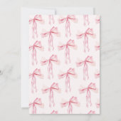 結び目を結ぶミニマリストピンクボウブライダルシャワー 招待状 (裏面)