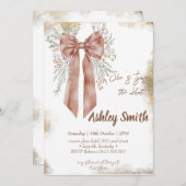 結び目を結ぶワイルドフラワー弓ブライダルシャワー 招待状 (正面/裏面)